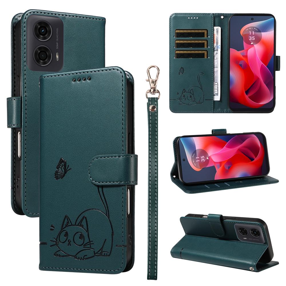 Magnetic Wallet Flip Case for Motorola Moto G04 G04S G05 G13 G23 G24 G32 G34 G45 G53 G54 G73 G85 5G | Cute Cat Embossed Design