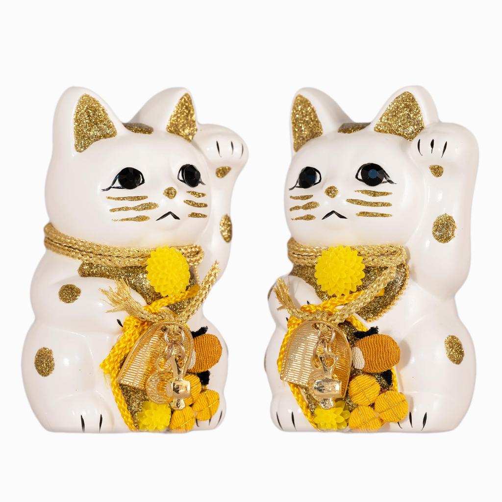 Lyckokatt Förmögenhetssamlande Vänster tass upphöjd Keramisk Lyckokatt Lyckoamulett Feng Shui-prydnad Offerlåda (S-STORLEK Vit) / _ Maneki-neko (fa_S Vit)