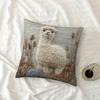 2D Flat Printing Vintage Alpaca Embroidery Throw Pillow Cover -Non-real Embroidery, Soft Plush Polyester