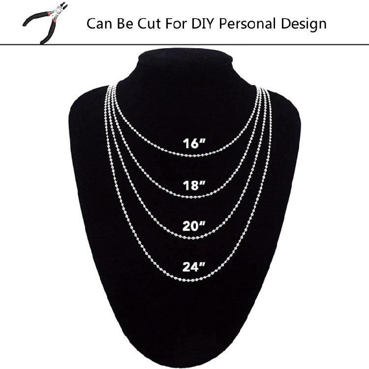 Stainless Steel Ball Chains Dog Tags Chain Bead Necklace Chains for W/20 Connect