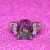Zhenrong Rainbow Gemstone Ring: European & American Style, 7-Color Stone, 925 Silver-Plated Women's Jewelry