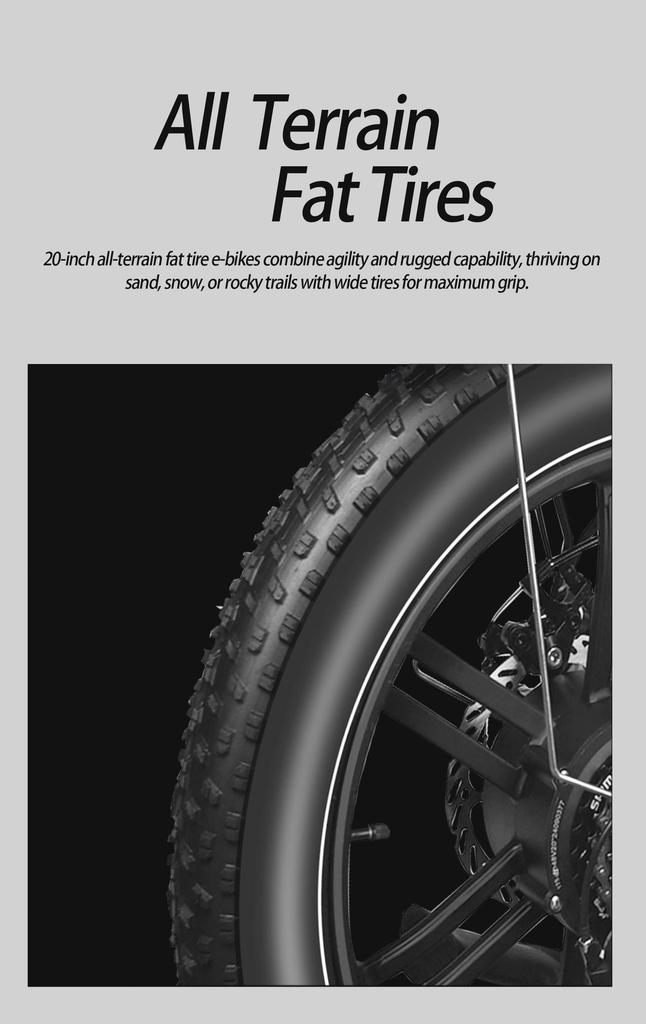 Skládací elektrokolo Rincc R200 20 x 4.0" Tlusté pláště 750W Motor 48V15Ah Baterie 60km Maximální dojezd SHIMANO 7 Rychlostí