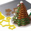 6pcs/ Set Christmas Tree Cookie Cutter Mold Xmas Plastic DIY 3D New Year Biscuits Gingerbread Mould Maker Stamp Baking Tool