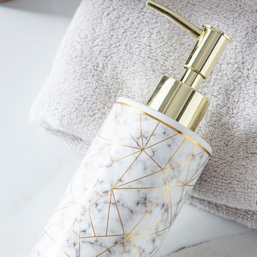 Wiederverwendbare 300ml Keramik Marmor Lotion Spenderflasche Elegant Leere Flasche Leicht zu Tragen für Badezimmer- & Küchengebrauch