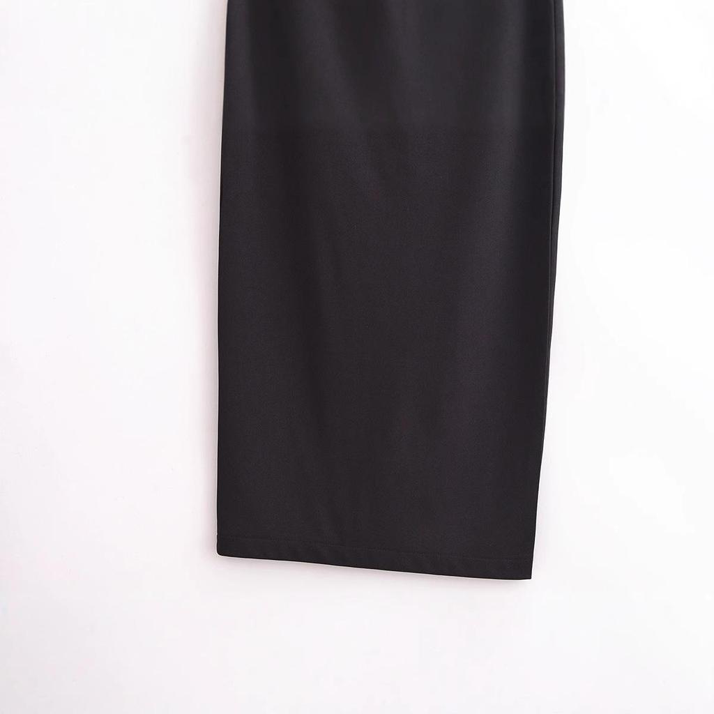 Rochie Lungă Slim Fără Mâneci Stil European și American de Iarnă pentru Femei