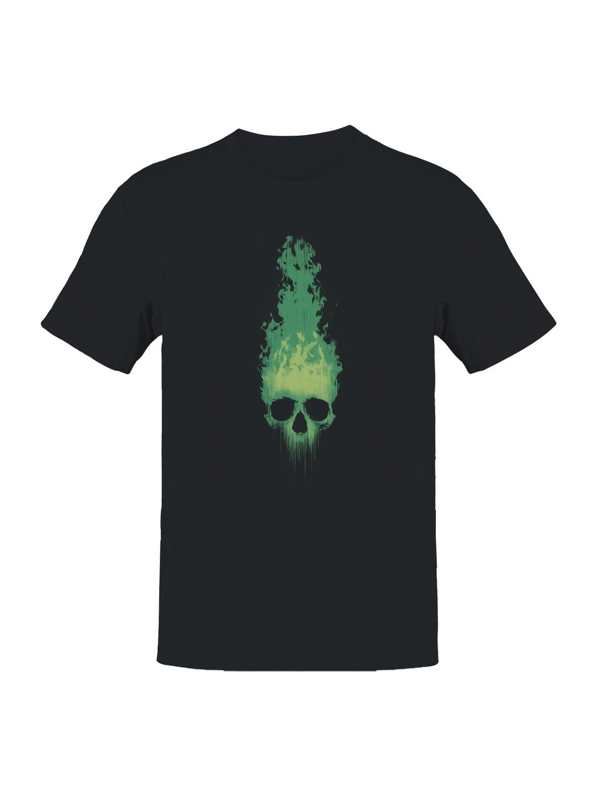 Fiery Green Skull Art Men s T-shirt S разноцветный