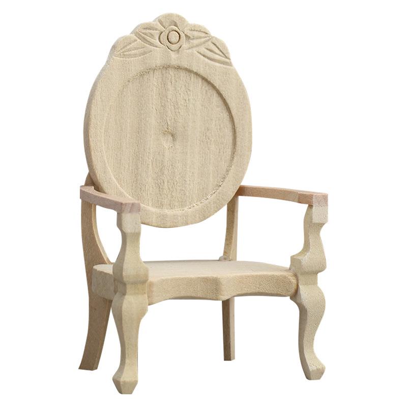 

1:12 Dollhouse Miniature DIY Unpainted Retro Peach-Shaped Armchair