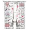 Ensemble de rideaux en mousseline luxueuse transparente avec lettrage de symboles de Paris pour décoration de salon, chambre à coucher, fenêtre, voilages, rideau en tulle
