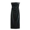 2025 Spring Women's Sexy One-Shoulder Faux Leather Midi Dress