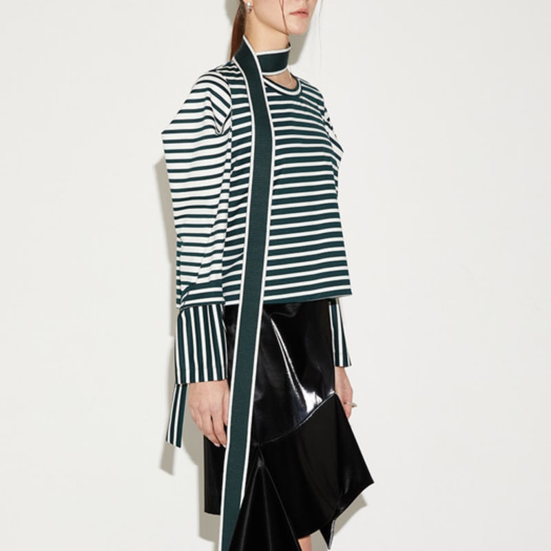 

LE YIEL Color Block Knit Muffler_Green GREEN