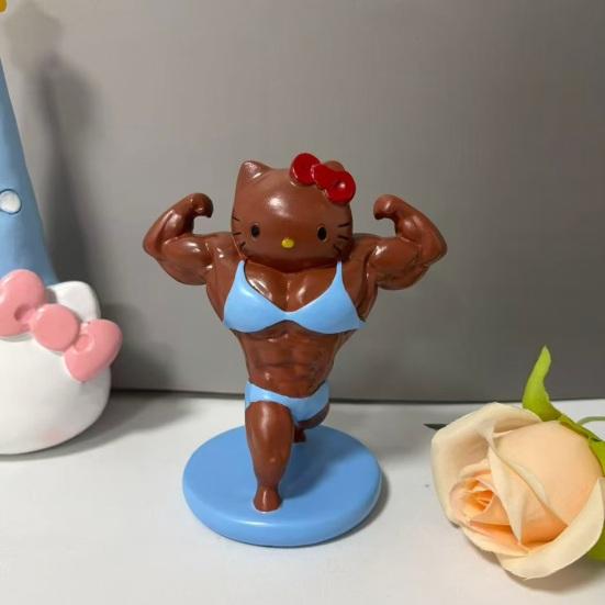 Muscular Cat Figurine, Funny Bodybuilder Cat Resin Statue, Collectible Gym Kitten Desktop Ornament for Office Desktop, Home Decor, Gifts for Fitness