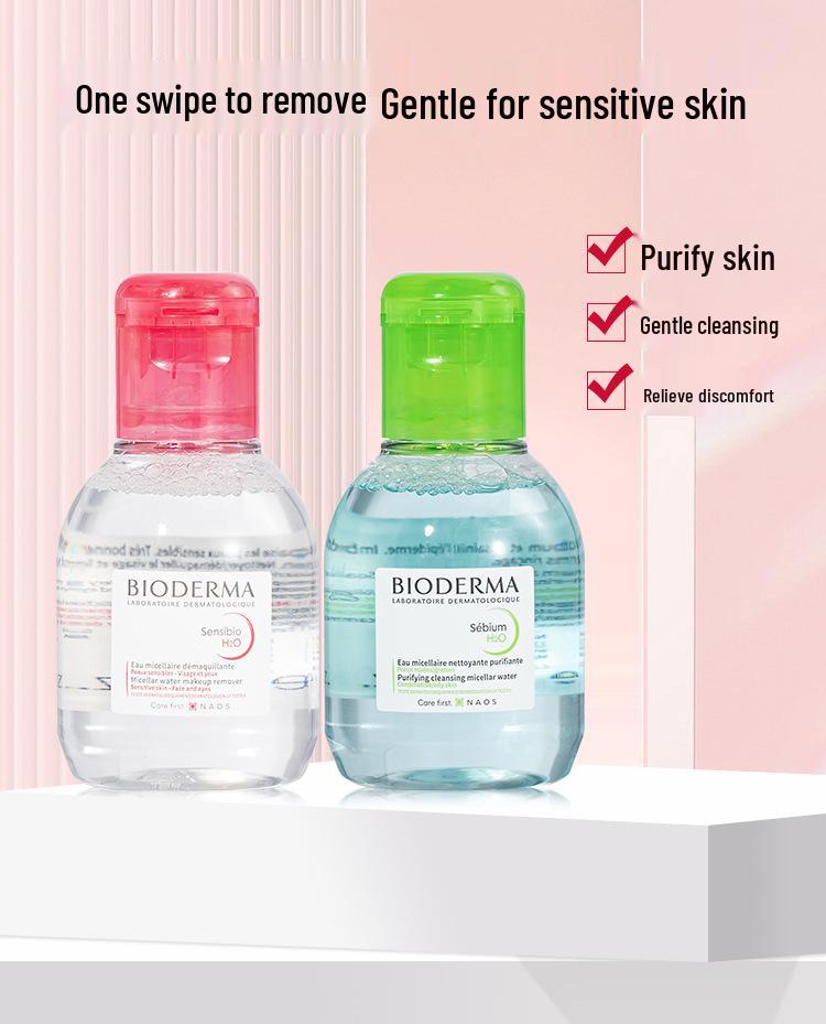 Bioderma 100ml Pink Micellar Water for Sensitive Skin - Travel Size.