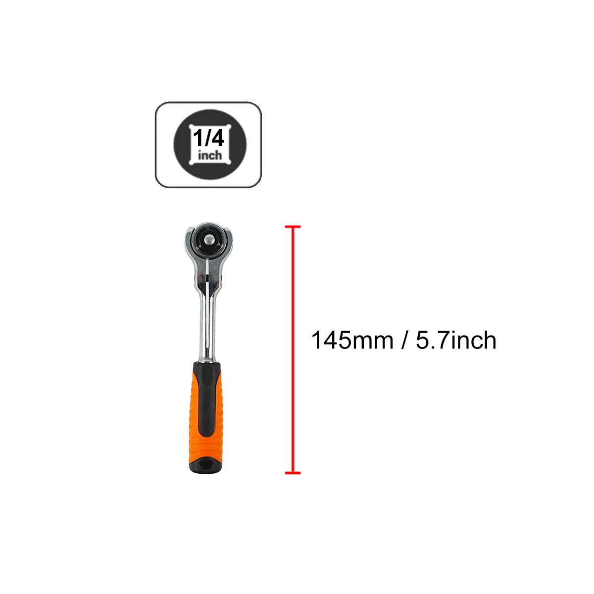1/4 3/8 1/2 72 Tooth Swivel Head Ratchet Wrench 270 Degree Rotating Ratchet Handle