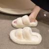 Internet celebrity popular fluffy shoes women wear 2025 summer new autumn fashion go out thick soled fluffy cotton slippers
