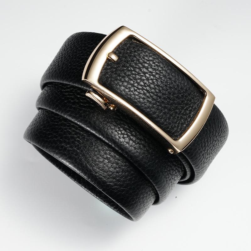 New Men's Genuine Leather Belt, Business Automatic Buckle Belt, Alloy Belt Inside