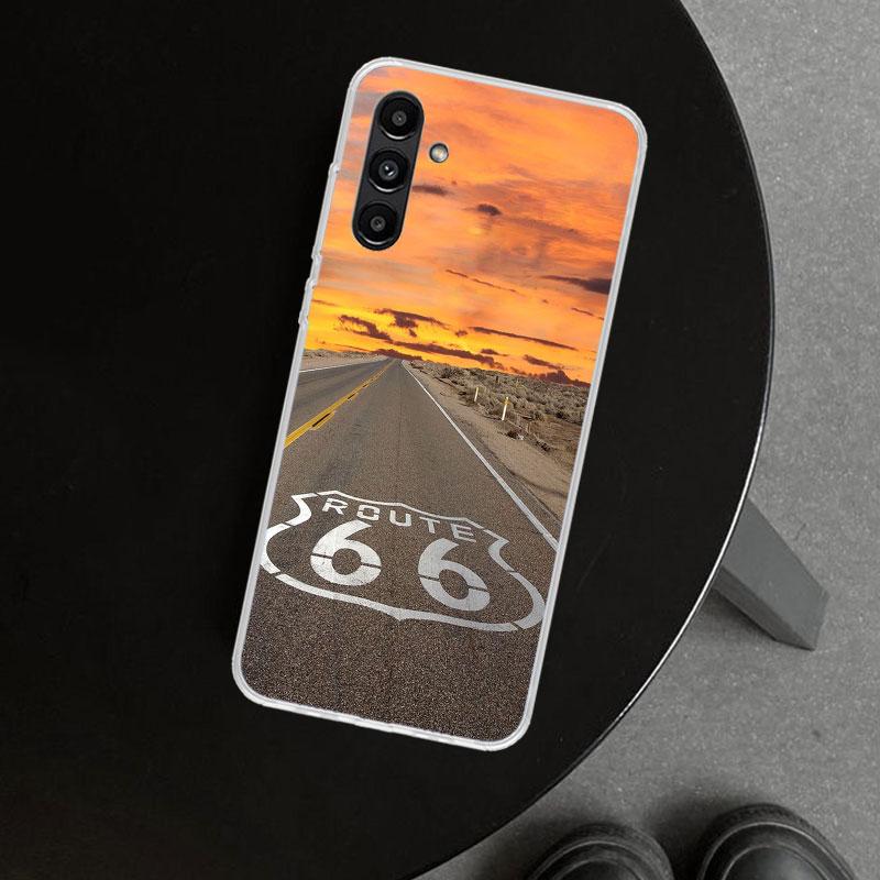 America Route 66 Phone Case Cover for Samsung Galaxy A17 A16 A26 A36 A56 A57 A37 A15 A25 A35 A55 A14 A24 A34 A54 A13 A23 A33 A53