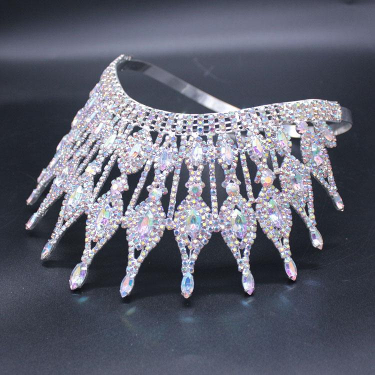 Catwalk Pageant Crown Stage Oversized Adjustable Rhinestone Crown Festive Party Headwear