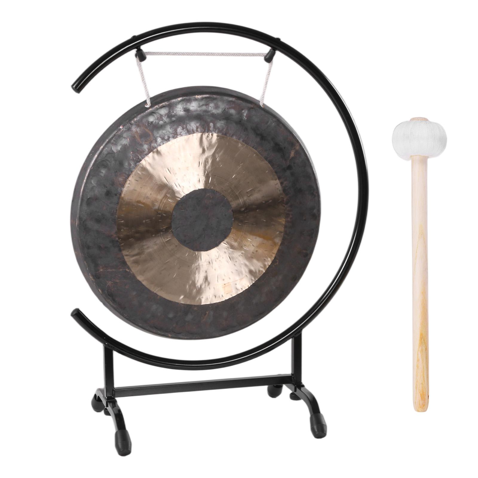 18in Meditation Gong on The Seaside C-Stand Gong Percussion Instrument with Mallet for Therapy Yoga and Long Sustain