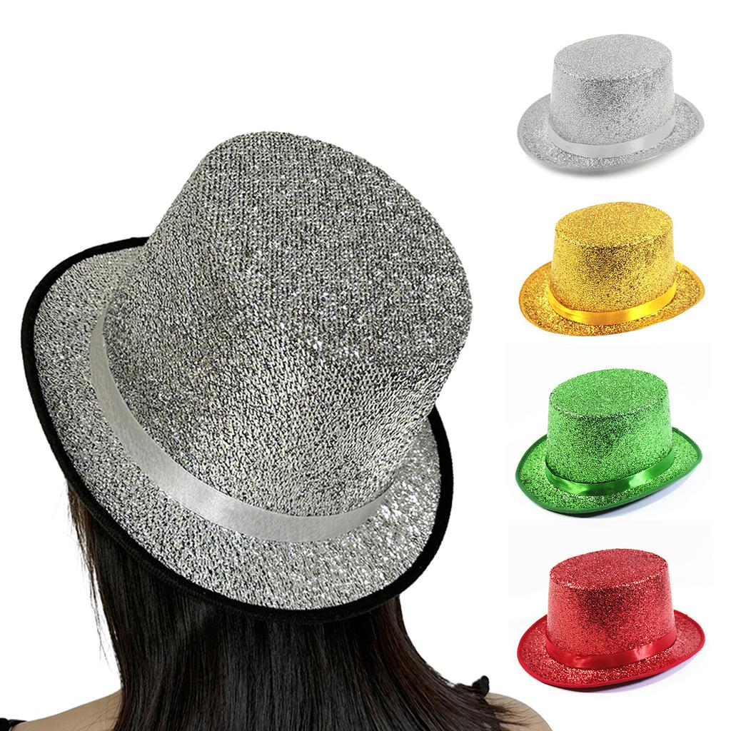 Blingbling Fedora Glitzer Hut mit kurzer Krempe für Damen Herren Foto-Requisiten Western Fedora für Parade-Shows Unisex-Trageweise