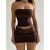 Sexy Strapless and Hip Hugging Skirt Set Sexy Tube Top Bodycon Dress Suit