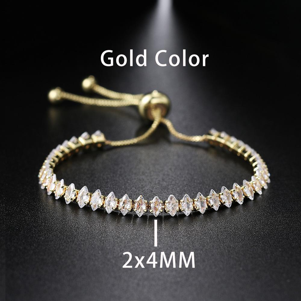 New Trendy Adjustable Oval Cut Tennis Bracelets for Women Dazzling Horse Eye Shaped Zirconia Chain on Hand Wedding Party Zircon