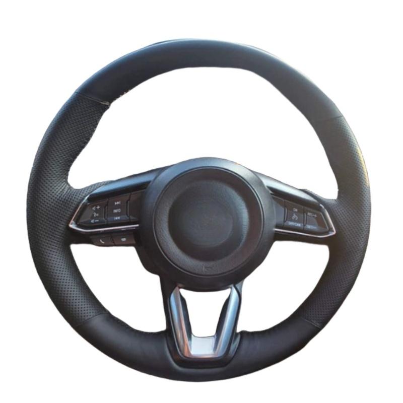 Hand-stitched Black Anti-slip Comfy Microfiber Leather Car Steering Wheel Cover For Mazda 3 Onxeira CX4 Atenza CX5 CX30