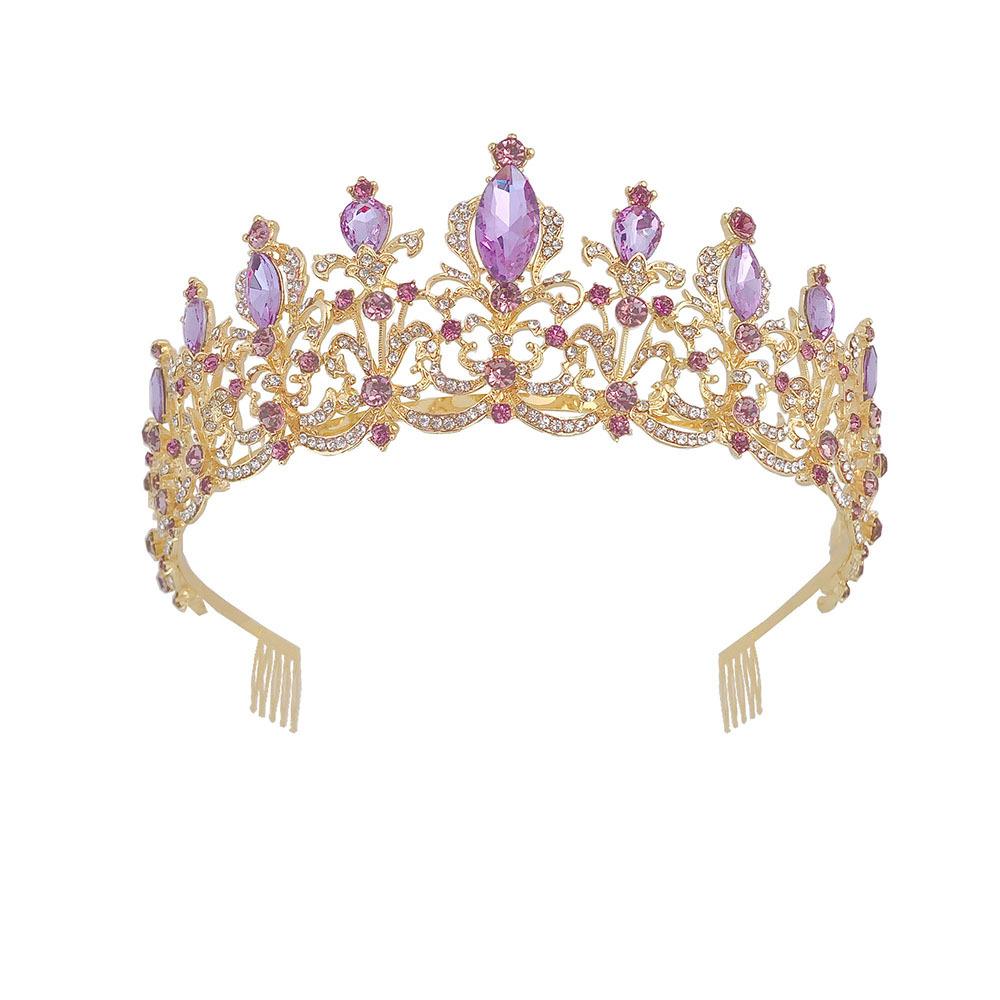 New Violet Rhinestone Bridal Crown Bridal Headdress with Headband
