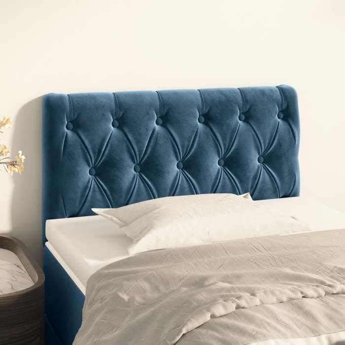 VidaXL Tête de Lit Meuble de Chambre à Coucher Accessoire de Lit Simple Tête de Cadre de Lit Intérieur Bleu Foncé 80x7x78/88 346310