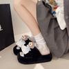 Height-increasing outer wear fashionable fluffy slippers for women in autumn and winter 2025 new cute cartoon soft-soled non-slip thick-soled slippers