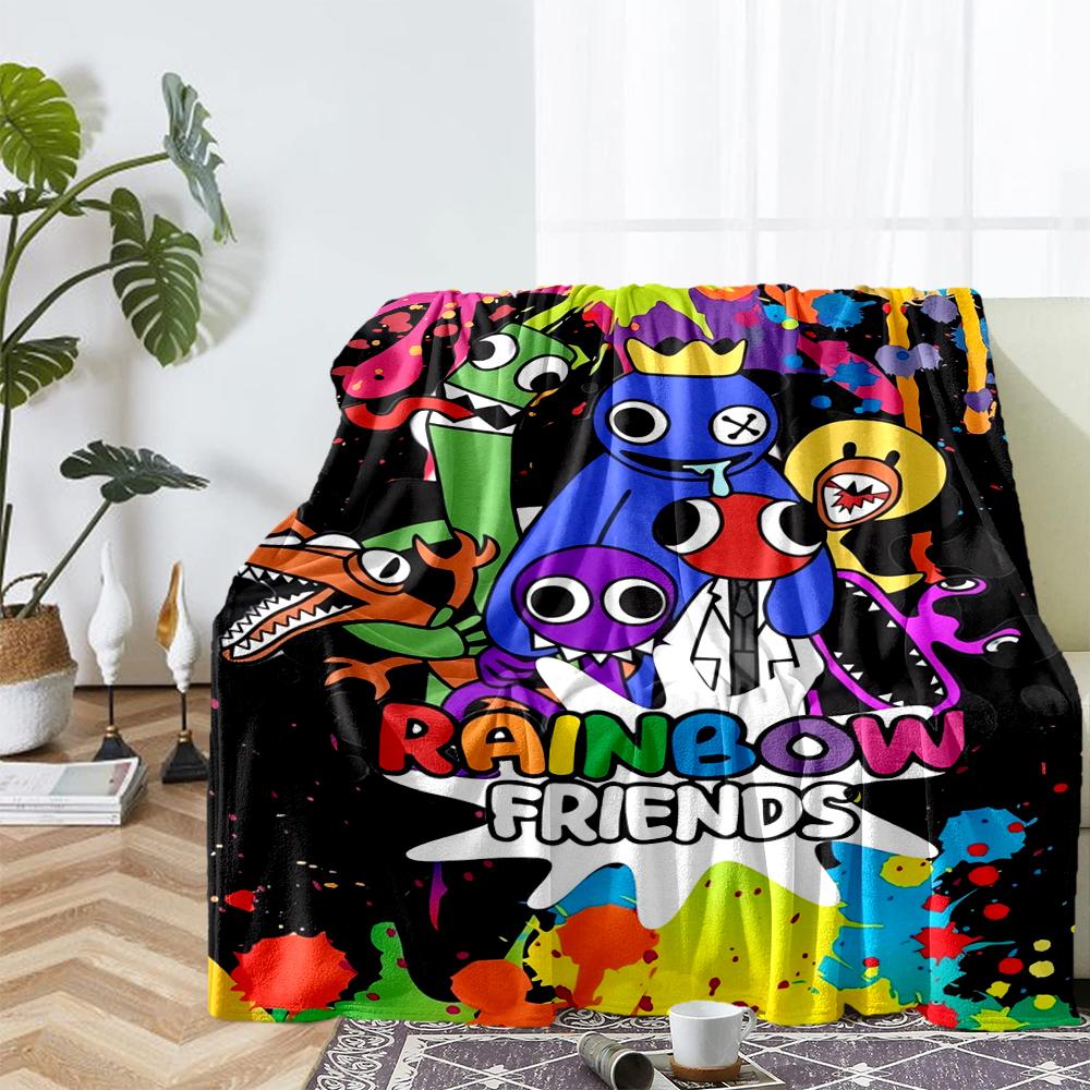 Rainbow Friends Theme Printed Blanket - Perfect for Couch, Bed, Travel & Outdoor Use | Machine Washable, Cozy & Durable.