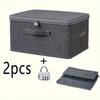 2pcs Set: Large Thick Foldable Storage Bin with Lock | Ideal for Wardrobe Clothing Organization and Living Room Clutter Management, Made of Canvas