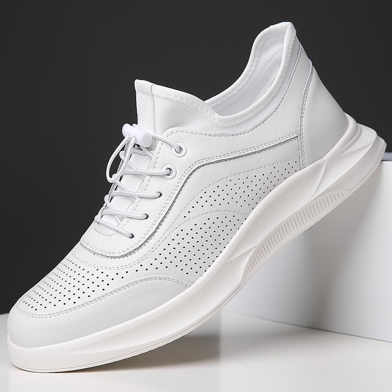 

Модные мужские туфли из натуральной кожи, летние, дышащие, повседневные, удобные, для ходьбы, мужские кожаные туфли без застежек Zapatos Hombre 10 белый