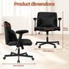 Cross-Legged Office Chair with Wheels & Adjustable Flip-up Arm, Desk Chair with Backrest, Thick Cushion, Wide Seat, Computer Chair for Home, Office,