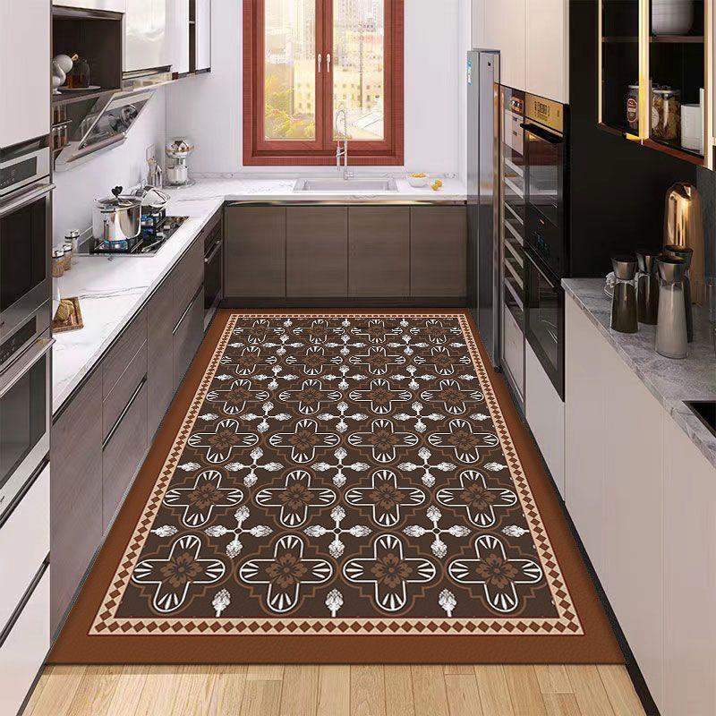 Kitchen Carpet PVC Leather Waterproof Floor Mat Non-slip Oil Proof Foot Mats Long Rug Spring Green Flower Home Decoration Rugs