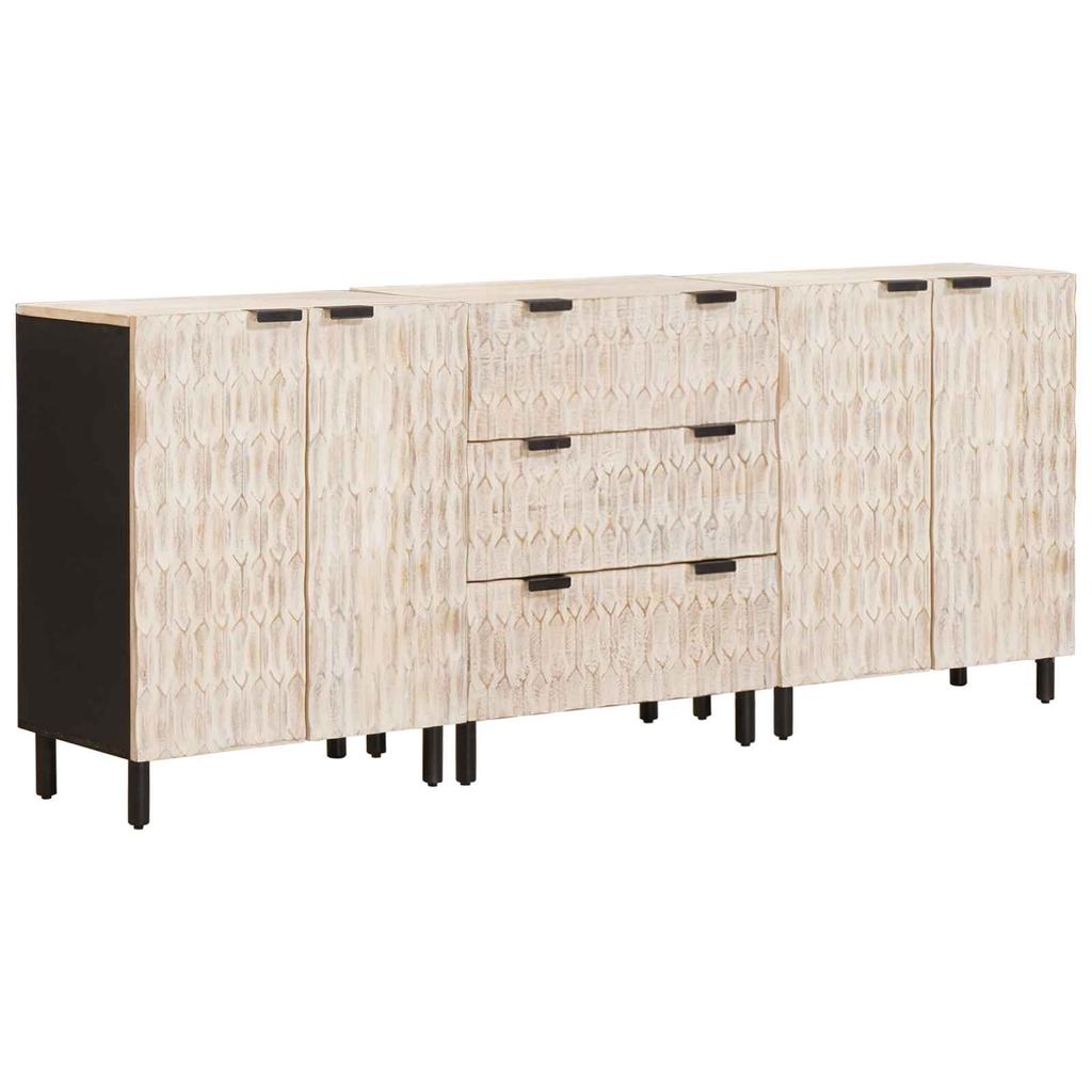 Sideboard Set of 3 White Washed Surface 180 x 33 x 75 cm