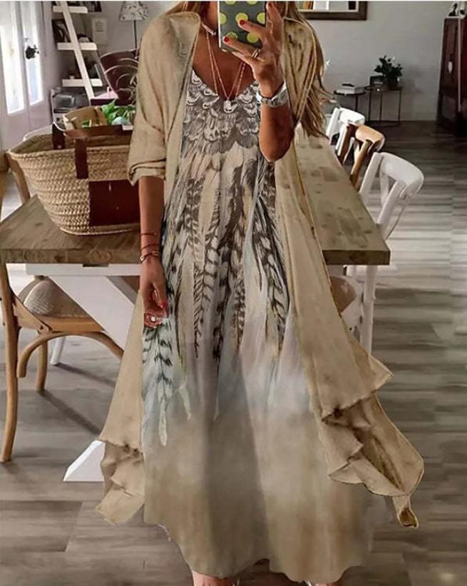 

Женское бирюзовое кружевное платье макси с подходящим кардиганом для повседневной носки XXXL