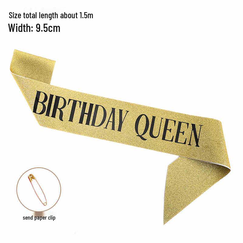 Hong Kong Style Birthday Queen Sash & Shoulder Strap for Photos