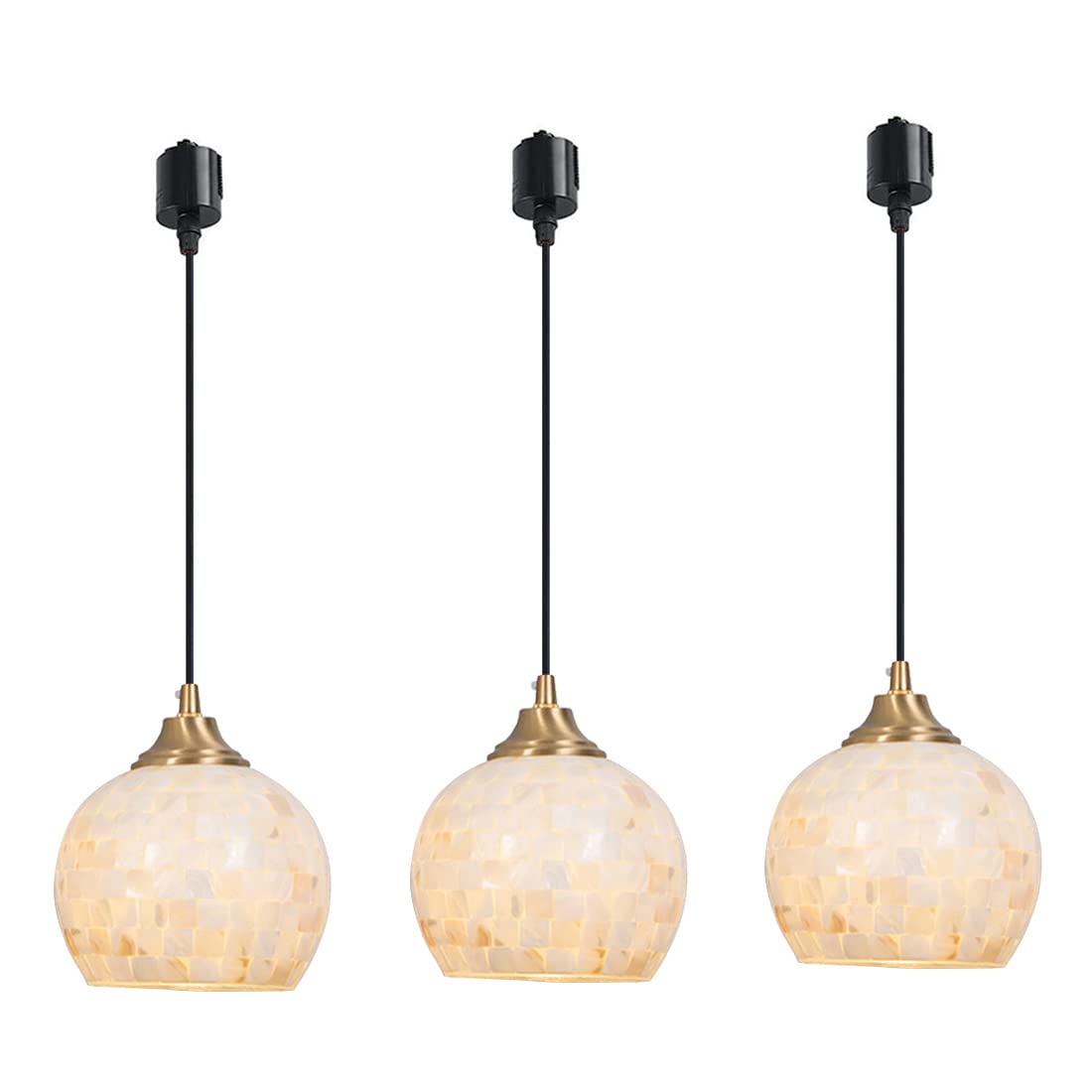

Stylish seashell glass pendant light fixture with LED and stained glass accents. Suitable for duct lighting. Retro and antique design. Suitable for