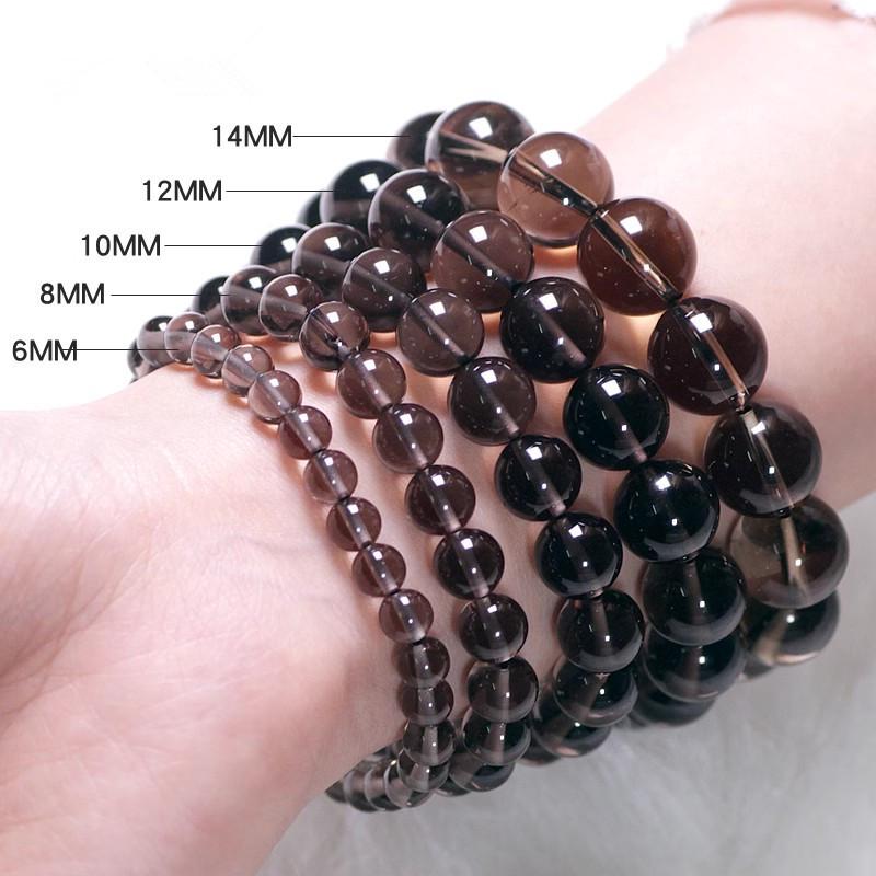 Natural Brazilian Citrine  Smoky Quartz Bracelet: Unisex Single Strand Crystal Jewelry