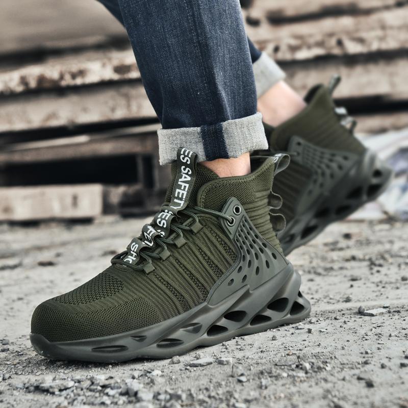 New Unisex Safety Shoes Anti Smashing Men Work Shoes Anti Piercing Outdoor Men'S Boots Lightweight Protection Steel Toe Shoes