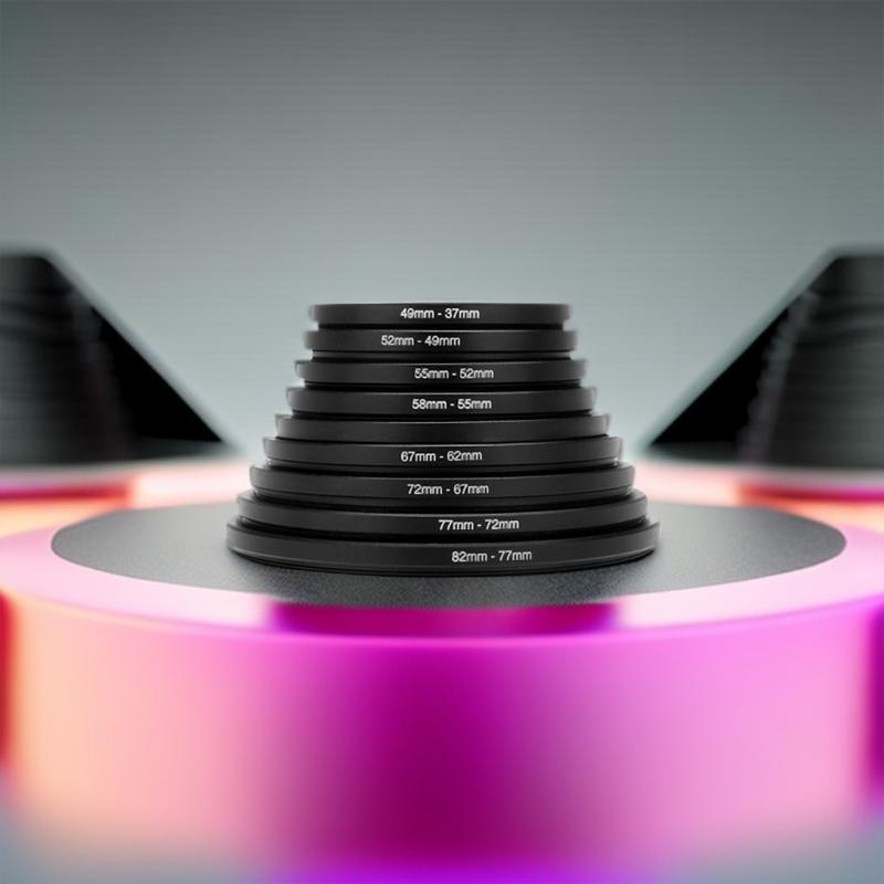 9 Stück Step-Up / Step-Down Objektivfilter-Ringadapter-Set Metallfilter-Adapterring 37-82mm 82-37mm Fassung