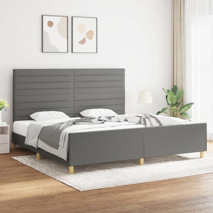 VidaXL Cadre de lit avec tête de lit Gris foncé 200x200 cm Tissu 3125163