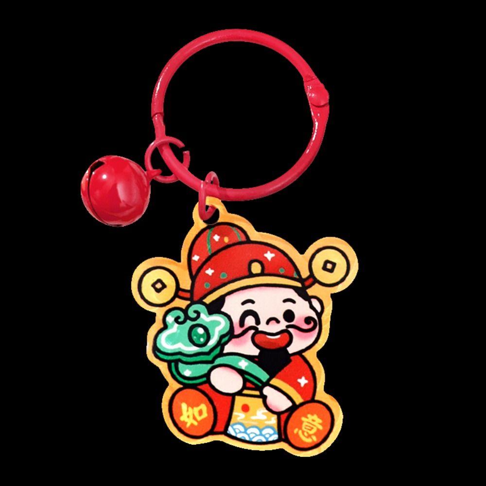 Creative The God of Wealth Keychain Lucky Chinese Style Keyring The God of Fortune Pendant  Unisex