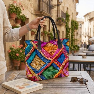 Colorful Woven Large Shoulder Tote Bag for Daily Use