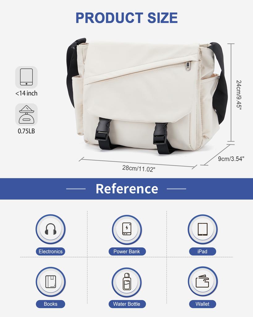 Shoulder Bag Anti Theft Casual Multi Pocket Bag Lightweight Fashion Tote Small Satchel Nylon Travel Purse Youth Crossbody Bag