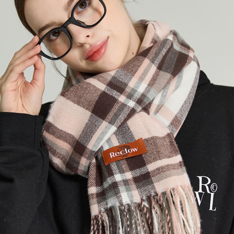 RECLOW RECLOW Mix Check Muffler Pink