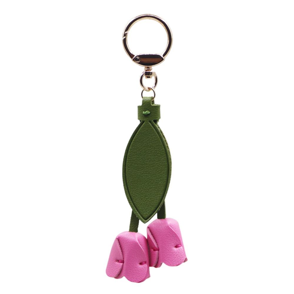 Car Decoration Tulip Flower Keychain Leather Keychain Pendant High Quality Bag Ornament  Gift Toys