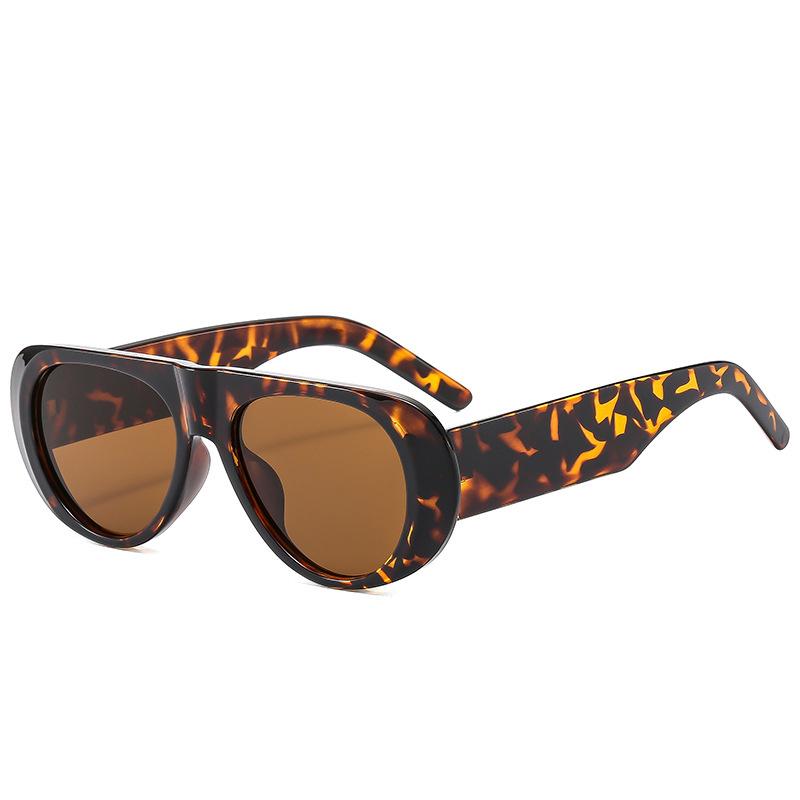 Vintage Big Frame Ellipse Women Square Sunglasses Brand Black Round Cool Men Sunglasses One Piece Designer Pilot Sun Glasses