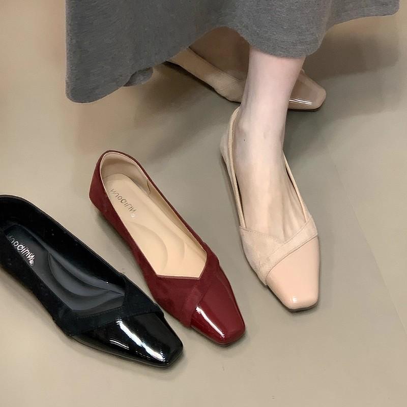 Französische Xiaoxiangfeng Einzelne Schuhe Damen Herbst 2025 neue Wildleder Spleiß Abend Schuhe Pendeln sanfte Mary Jane Schuhe