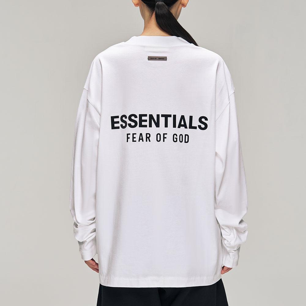 Fear of God Essentials T-shirt Classica a Maniche Lunghe Bianco Brillante Top da Uomo 125AS254202F